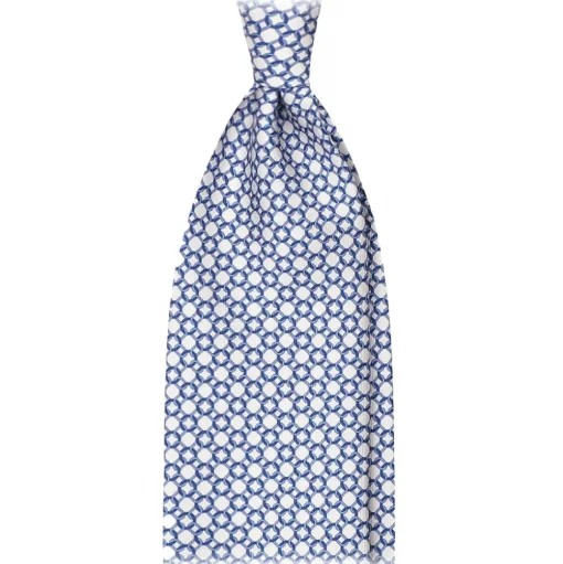 Viola Milano - Chain Pattern Selftipped Italian Silk Tie - Ivory - Handmade in Italy - Luxury Exclusive Collection - Avvenice