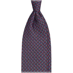 Viola Milano - Chain Pattern Selftipped Silk Tie - Navy - Handmade in Italy - Luxury Exclusive Collection - Avvenice