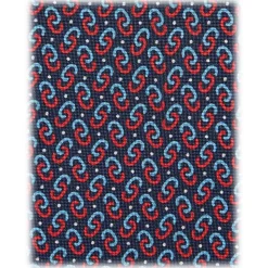 Viola Milano - Chain Pattern Selftipped Silk Tie - Navy - Handmade in Italy - Luxury Exclusive Collection - Avvenice