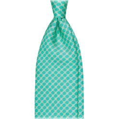 Viola Milano - Chain Pattern Selftipped Silk Tie - Menthol - Handmade in Italy - Luxury Exclusive Collection - Avvenice