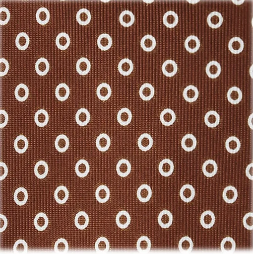 Viola Milano - Circle Printed Selftipped Italian Silk Tie - Brown / White - Made in Italy - Luxury Exclusive Collection - Avvenice