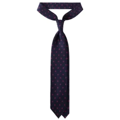 Viola Milano - Circle Printed Selftipped Italian Silk Tie - Navy / Pink - Made in Italy - Luxury Exclusive Collection - Avvenice