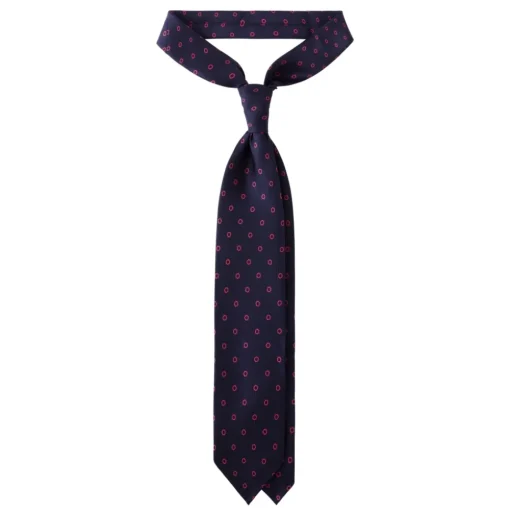 Viola Milano - Circle Printed Selftipped Italian Silk Tie - Navy / Pink - Made in Italy - Luxury Exclusive Collection - Avvenice