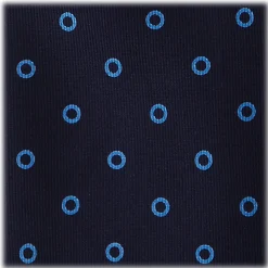 Viola Milano - Circle Printed Selftipped Italian Silk Tie - Navy / Sea - Made in Italy - Luxury Exclusive Collection - Avvenice