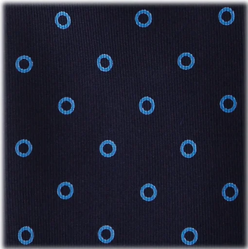 Viola Milano - Circle Printed Selftipped Italian Silk Tie - Navy / Sea - Made in Italy - Luxury Exclusive Collection - Avvenice