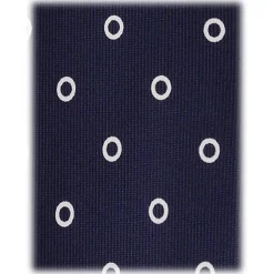 Viola Milano - Circle Printed Selftipped Italian Silk Tie - Navy/White - Handmade in Italy - Luxury Exclusive Collection - Avvenice