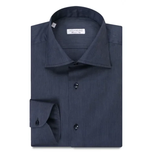 Viola Milano - Classic Denim Shirt - Midnight - Handmade in Italy - Luxury Exclusive Collection - Avvenice