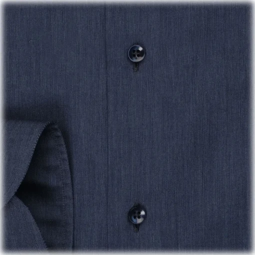 Viola Milano - Classic Denim Shirt - Midnight - Handmade in Italy - Luxury Exclusive Collection - Avvenice