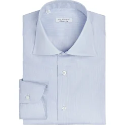 Viola Milano - Classic Micro Stripe Napoli Collar Dress Shirt - Blue/White - Handmade in Italy - Luxury Exclusive Collection - Avvenice