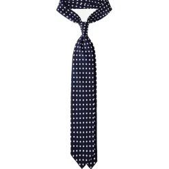 Viola Milano - Classic Polka Dot Selftipped Silk Tie - Navy - Handmade in Italy - Luxury Exclusive Collection - Avvenice
