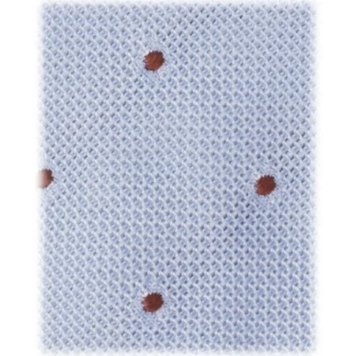 Viola Milano - Classic Polka Dot 3-Fold Grenadine Tie - Light Blue/Brown - Handmade in Italy - Luxury Exclusive Collection - Avvenice
