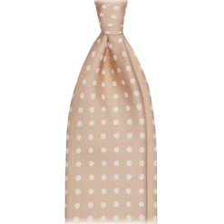 Viola Milano - Classic Polka Dot Selftipped Silk Tie - Sand - Handmade in Italy - Luxury Exclusive Collection - Avvenice