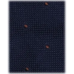 Viola Milano - Classic Polka Dot 3-Fold Grenadine Tie - Navy/Brown - Handmade in Italy - Luxury Exclusive Collection - Avvenice