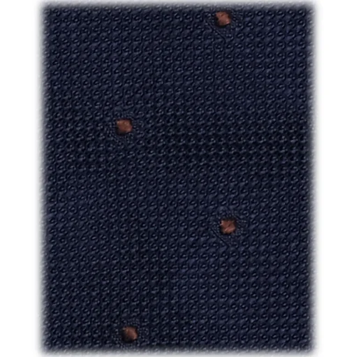 Viola Milano - Classic Polka Dot 3-Fold Grenadine Tie - Navy/Brown - Handmade in Italy - Luxury Exclusive Collection - Avvenice