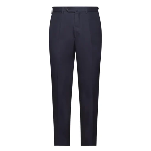 Viola Milano - Classic 4-seasonal Cotton Trousers - Navy - Handmade in Italy - Luxury Exclusive Collection - Avvenice