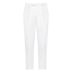 Viola Milano - Classic 4-seasonal Cotton Trousers - White - Handmade in Italy - Luxury Exclusive Collection - Avvenice