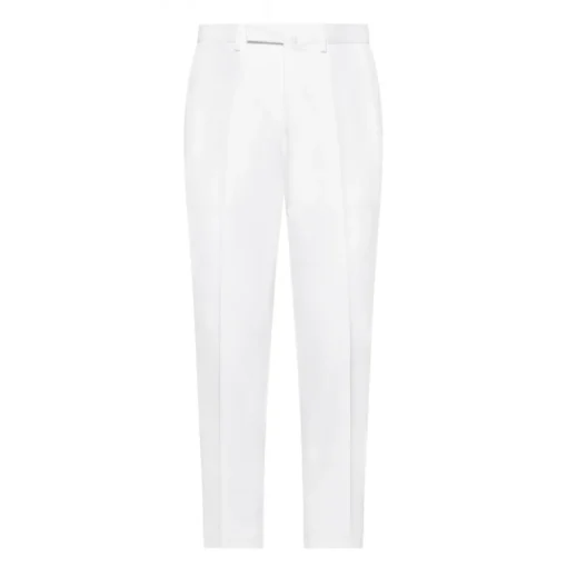 Viola Milano - Classic 4-seasonal Cotton Trousers - White - Handmade in Italy - Luxury Exclusive Collection - Avvenice