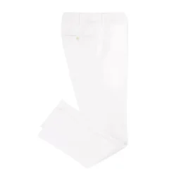 Viola Milano - Classic 4-seasonal Cotton Trousers - White - Handmade in Italy - Luxury Exclusive Collection - Avvenice