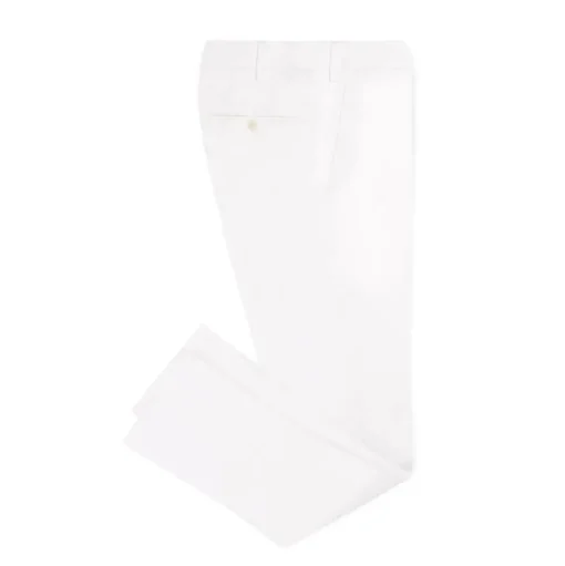 Viola Milano - Classic 4-seasonal Cotton Trousers - White - Handmade in Italy - Luxury Exclusive Collection - Avvenice