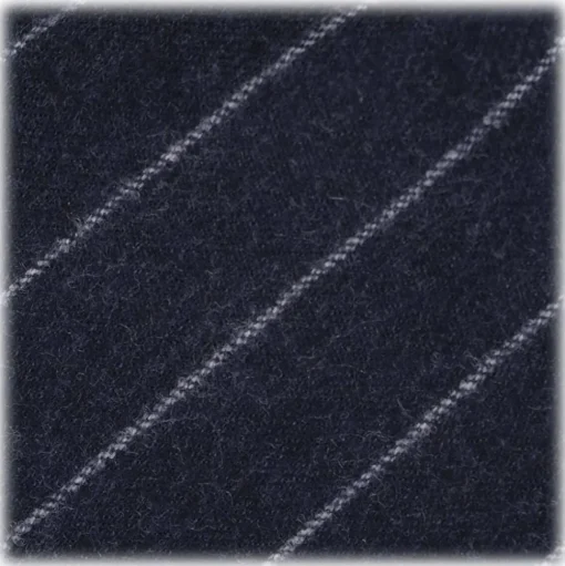 Viola Milano - Classic Shalk Stripe Untipped Flannel Tie - Navy - Made in Italy - Luxury Exclusive Collection - Avvenice