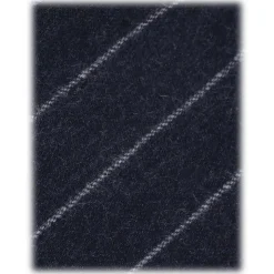 Viola Milano - Classic Shalk Stripe Untipped Vintage Flannel Tie - Navy - Handmade in Italy - Luxury Exclusive Collection - Avvenice