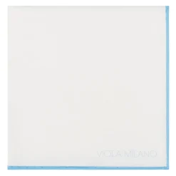 Viola Milano - Classic Shoestring 100% Cotton Pocket Square - Light Blue - Handmade in Italy - Luxury Exclusive Collection - Avvenice