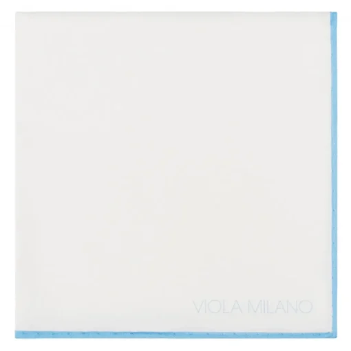 Viola Milano - Classic Shoestring 100% Cotton Pocket Square - Light Blue - Handmade in Italy - Luxury Exclusive Collection - Avvenice