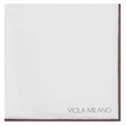 Viola Milano - Classic Shoestring 100% Linen Pocket Square - Brown - Handmade in Italy - Luxury Exclusive Collection - Avvenice