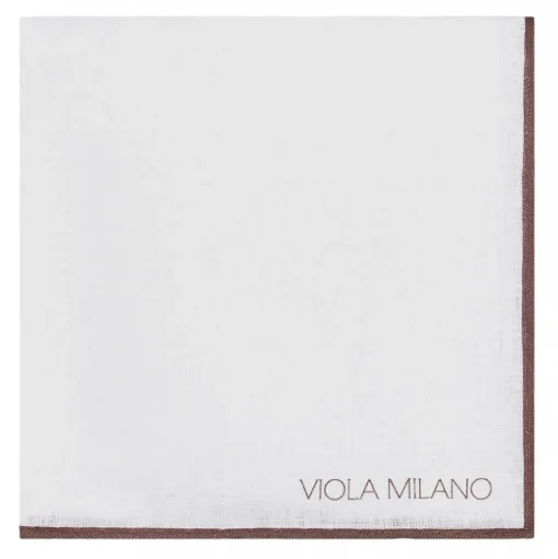 Viola Milano - Classic Shoestring 100% Linen Pocket Square - Brown - Handmade in Italy - Luxury Exclusive Collection - Avvenice