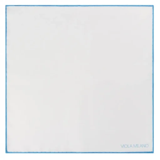 Viola Milano - Classic Shoestring Silk Pocket Square - Light Blue - Handmade in Italy - Luxury Exclusive Collection - Avvenice
