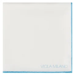 Viola Milano - Classic Shoestring Silk Pocket Square - Light Blue - Handmade in Italy - Luxury Exclusive Collection - Avvenice