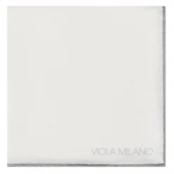 Viola Milano - Classic Shoestring Silk Pocket Square - Grey - Handmade in Italy - Luxury Exclusive Collection - Avvenice
