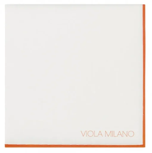 Viola Milano - Classic Shoestring 100% Cotton Pocket Square - Orange - Handmade in Italy - Luxury Exclusive Collection - Avvenice