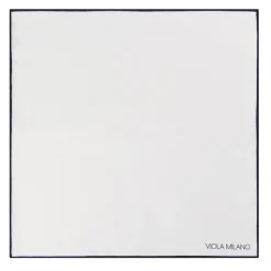 Viola Milano - Classic Shoestring Silk Pocket Square - Navy - Handmade in Italy - Luxury Exclusive Collection - Avvenice