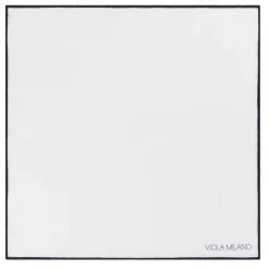 Viola Milano - Classic Shoestring 100% Linen Pocket Square - Black - Handmade in Italy - Luxury Exclusive Collection - Avvenice