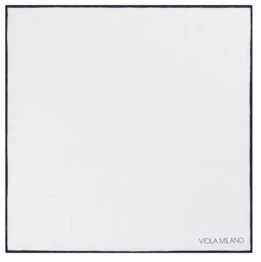 Viola Milano - Classic Shoestring 100% Linen Pocket Square - Black - Handmade in Italy - Luxury Exclusive Collection - Avvenice