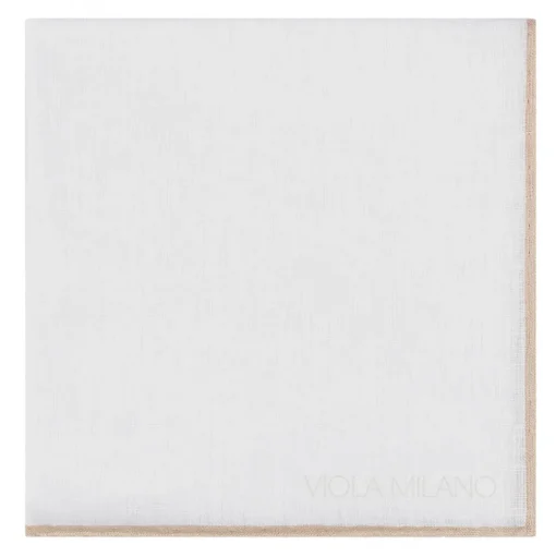 Viola Milano - Classic Shoestring 100% Linen Pocket Square - Sand - Handmade in Italy - Luxury Exclusive Collection - Avvenice
