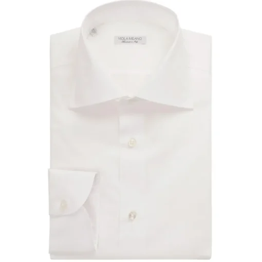 Viola Milano - Classic Solid Cut-Away Collar Dress Shirt - White - Handmade in Italy - Luxury Exclusive Collection - Avvenice