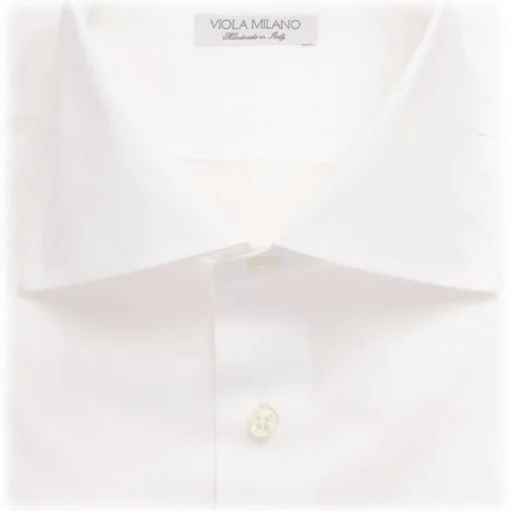 Viola Milano - Classic Solid Cut-Away Collar Dress Shirt - White - Handmade in Italy - Luxury Exclusive Collection - Avvenice