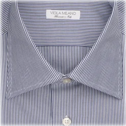 Viola Milano - Classic Stripe Napoli Collar Dress Shirt - Navy/White - Handmade in Italy - Luxury Exclusive Collection - Avvenice