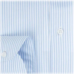 Viola Milano - Classic Stripe Cut-Away Collar Dress Shirt - Light Blue Oxford - Handmade in Italy - Luxury Exclusive Collection - Avvenice