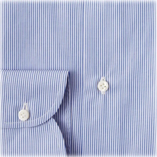 Viola Milano - Classic Stripe Cut-Away Collar Dress Shirt - Navy/White - Handmade in Italy - Luxury Exclusive Collection - Avvenice