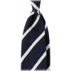 Viola Milano - Classic Stripe Handrolled Woven Shantung Tie - Navy/White - Handmade in Italy - Luxury Exclusive Collection - Avvenice