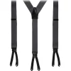 Viola Milano - Classic Width Braces L Braid Ends - Solid Charcoal - Handmade in Italy - Luxury Exclusive Collection - Avvenice