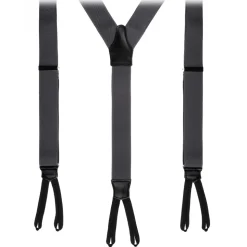 Viola Milano - Classic Width Braces L Braid Ends - Solid Charcoal - Handmade in Italy - Luxury Exclusive Collection - Avvenice