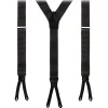 Viola Milano - Classic Width Braces L Braid Ends - Polka Dot Black - Handmade in Italy - Luxury Exclusive Collection - Avvenice