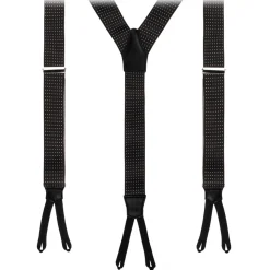 Viola Milano - Classic Width Braces L Braid Ends - Polka Dot Black - Handmade in Italy - Luxury Exclusive Collection - Avvenice