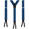 Viola Milano - Classic Width Braces L Braid Ends - Solid Blue - Handmade in Italy - Luxury Exclusive Collection - Avvenice