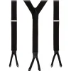 Viola Milano - Classic Width Braces L Braid Ends - Solid Black - Handmade in Italy - Luxury Exclusive Collection - Avvenice