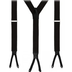 Viola Milano - Classic Width Braces L Braid Ends - Solid Black - Handmade in Italy - Luxury Exclusive Collection - Avvenice